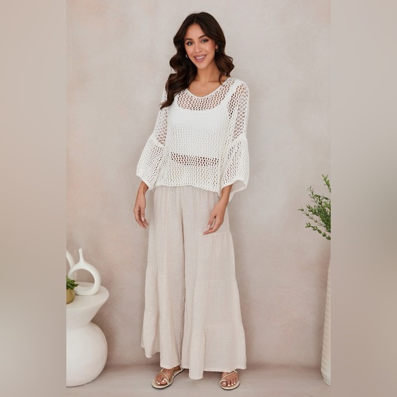 Milio Milano Pants - (2-36/255005-SOL-BUT) LINEN TIERED PALAZZO PANT